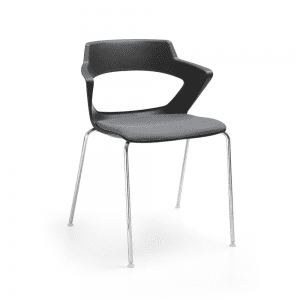 Sky Line krzesło konferencyjne czarne oparcie szare siedzisko chromowane nogi