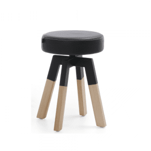 Spin czarny stołek taboret metalowo drewniany z tapicerowanym siedziskiem