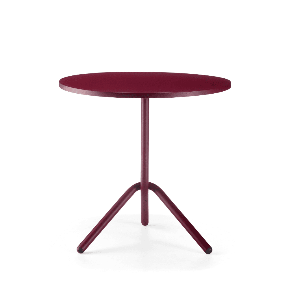nowoczesny stalowy stolik z okrągłym blatem