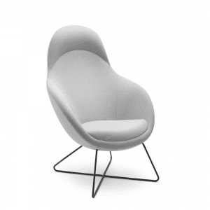 Biurowy fotel wypoczynkowy VIENI nowoczesny fotel na podstawie ze skrzyżowanej czarnej płozy szara tapicerka