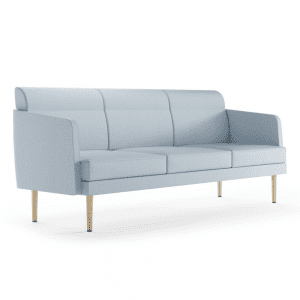 niebieska sofa trzy-osobowa do biura nogi drewniane Biurowa sofa systemowa ARCIPELAGO