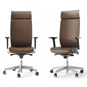 ekskluzywny fotel gabinetowy z brązowej skóry ergonomiczny fotel z wysokim oparciem z szerokim zagłówkiem Fotel AURA do gabinetu