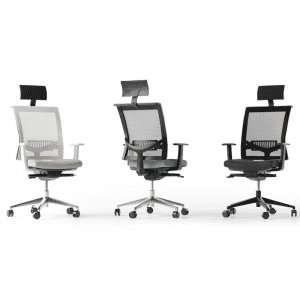 wysokiej klasy fotele obrotowe do biura z oparciem z siatką, wygodnym siedziskiem zagłówkiem i mechanizmem synchro Fotel managerski EVA II