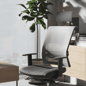 ergonomiczne krzesło obrotowe z oparciem siatkowym i podparciem lędźwiowym