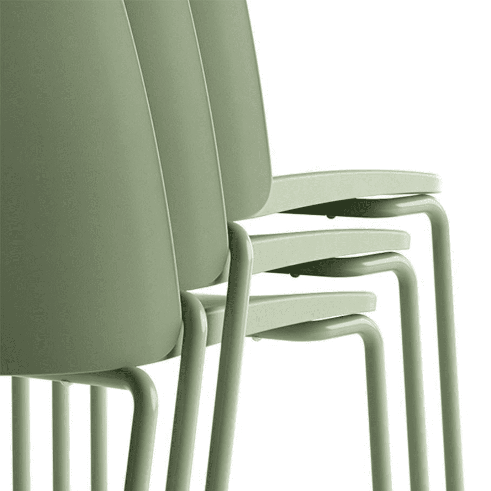 krzesła w kolorze avocado plastikowe na stelażu metalowym krzesła sztaplowane