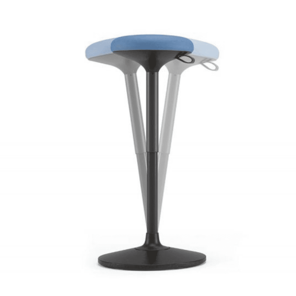 stołek z regulowaną wysokością siedziska i elastyczną podstawą