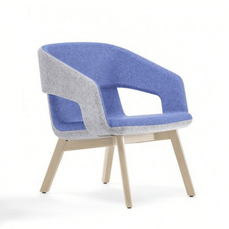 fotel wypoczynkowy do biura stelaż drewniany tapicerka wełniana w dwóch kolorach fotel TWIST & SIT