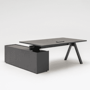 drewniane czarne biurko oparte na szafce czarne biurko do gabinetu menadżera