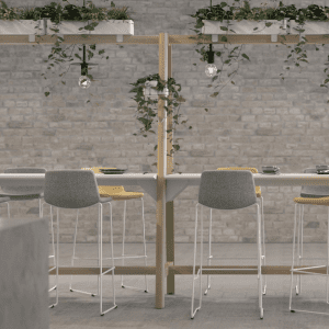 Specjalny Stół Wysoki NOVA Wood z konstrukcją do mocowania osłon donic i oświetlenia stół do spotkań do stołówki