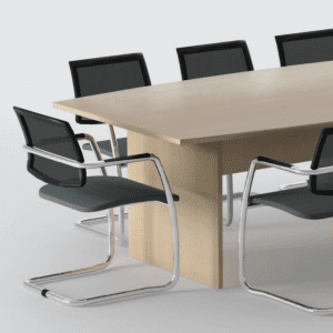 Stół Konferencyjny z płyty krzesła konferencyjne na płozie oparcie siatkowe siedzisko tapicerowane OPTIMA klasyczny stół konferencyjny