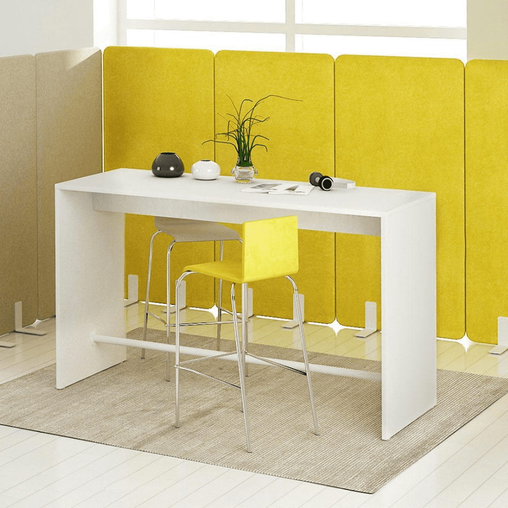 Wysoki biały Stół Do biura żółty stołek typu hoker żółte wolnostojące panele akustyczne LIGHT