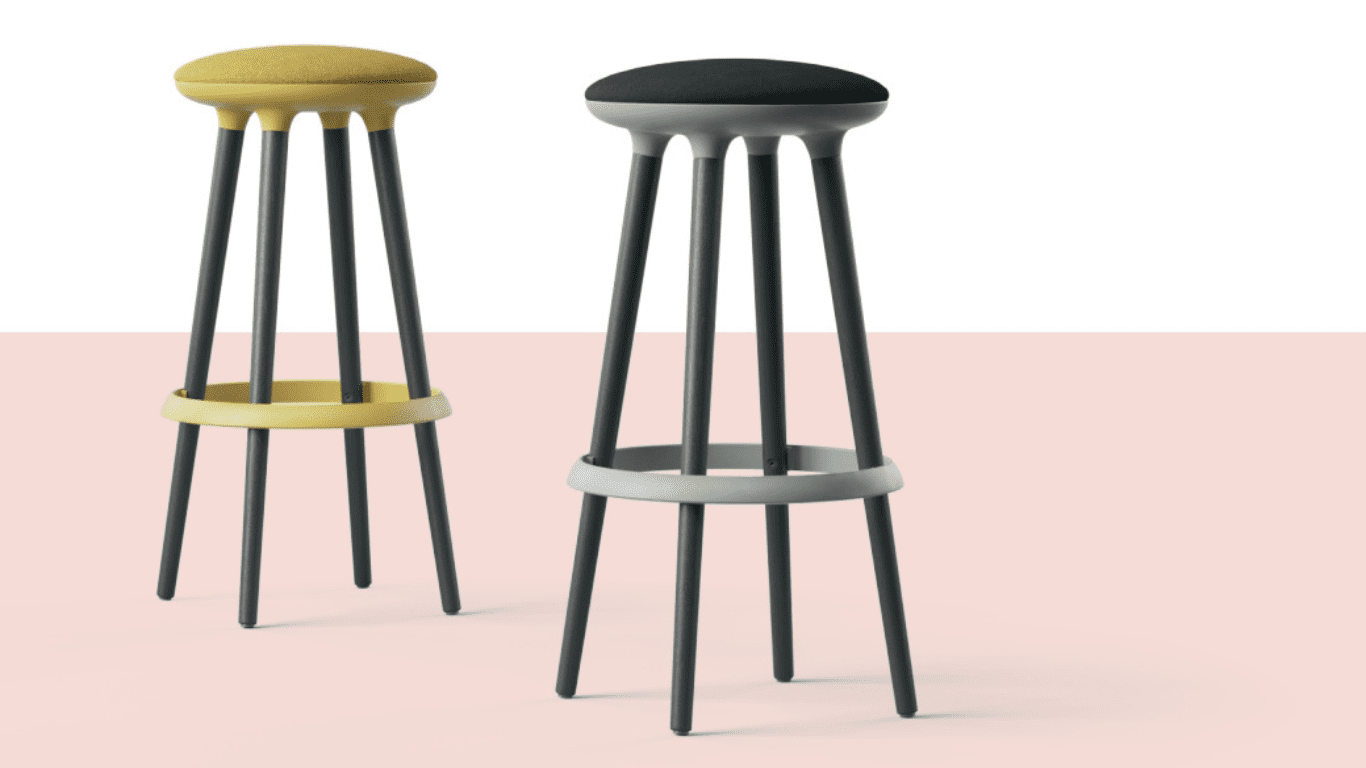 młodzieżowe stołki typu hoker do biura lub baru, nowoczesna kolorystyka, łatwy montaż, amortyzowane siedzisko meble biurowe Narbutas